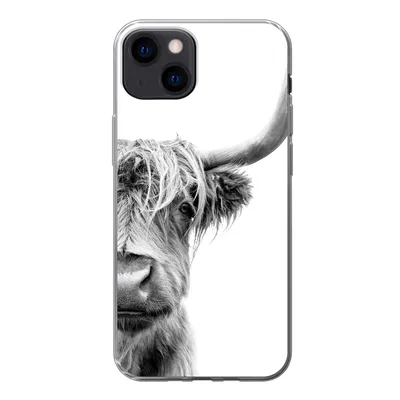 Produktbild von MuchoWow® Handyhülle Schutzhülle Hülle für iPhone 13 Schottischer Highlander - Tiere - Schwarz - Weiß Silikon Softcase Handy Hülle - Karteninhaber