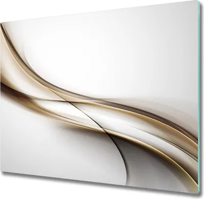 Produktbild von Glas Herdabdeckplatte 60x52 cm Spritzschutz Glasabdeckplatte Schneidebrett Braune Welle
