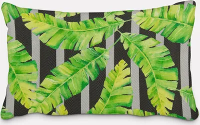 Produktbild von SCHÖNER LEBEN. Kissenhülle Outdoor Palmen-Blätter grün schwarz grau Größe 60x80cm (HxB) 60x80cm (HxB) Größe