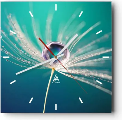 Produktbild von Wanduhr - Quadrat - Glasuhr - Pflanze Natur - 30x30cm - Schleichendes Uhrwerk - Lautlos - zum Aufhängen bereit - Dekoration Modern - Wanddekoration aus Glas - C3AC30x30-3991