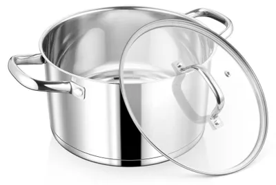 Obrázok produktu pre Omgoods – Nádoba na varenie Kookpan, 22 cm – Vhodná na indukciu – Hrnca na polievku a cestoviny so skleneným pokrievkou