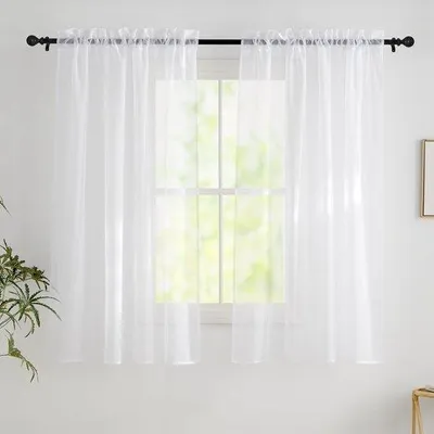 Zdjęcie produktu dla Zasłony Unyqoos® – białe, przezroczyste – zestaw 2 sztuk, 145 x 140 cm, 100% poliester, przepuszczające światło, z pętelkami do zawieszenia, idealne do salonu i sypialni