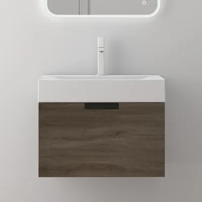 Produktbild von doporro Badmöbel Set Waschtisch mit Unterschrank Waschbeckenunterschrank in Eiche BTH:60x45x48 cm mit Soft-Close-Funktion Lonato