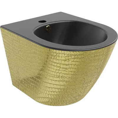 Zdjęcie produktu dla Mexen Lena bidet wiszący, czarny mat/złoty wzór łuski - 35224878