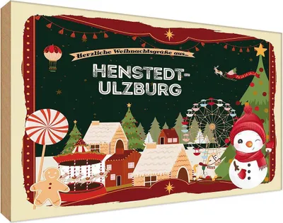 Produktbild von vianmo Holzschild 12x18 cm Weihnachten HENSTEDT-ULZBURG
