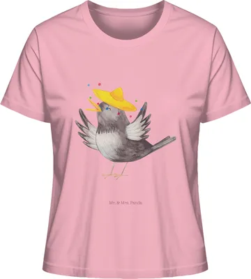 Produktbild von Mr. & Mrs. Panda Oberteil Damen Rabe Sombrero Größe XL - Baumwolle Pink - Geschenk, T-Shirt, Kurzarmshirt, Vogel, Spruch Positiv, Lustige Sprüche, Motivation, Basic Shirt
