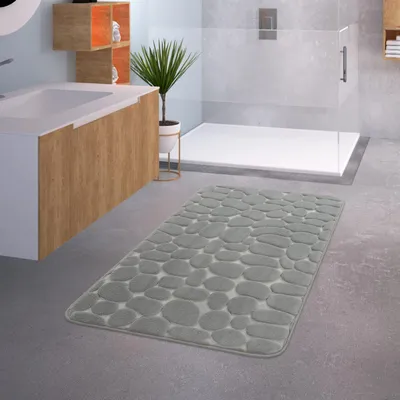Produktbild von TT Home Badezimmer Badematte Duschmatte Rutschfest Waschbar Memory Schaum Stein Muster Größe 65x120 cm