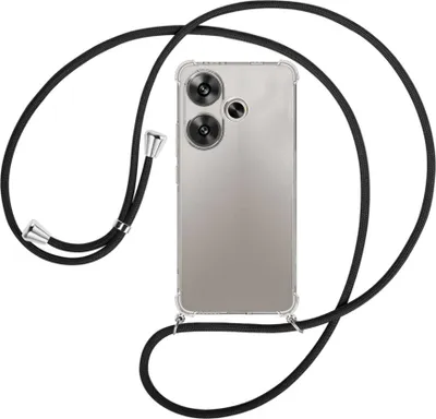Produktbild von Handykette Backcover-Schutzhülle mit Band (Metall silberfarben) für Xiaomi Redmi Turbo 3 5G - schwarz