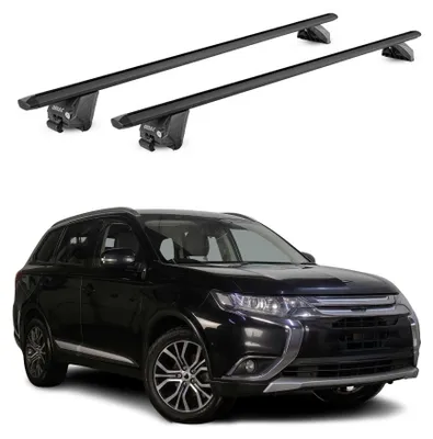 Imagen del producto de Barras de techo para Mitsubishi Outlander III, modelo 2013-2021, de aluminio, color negro, 2 unidades, con ABE, Imagen generada por IA