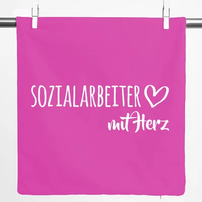 Produktbild von Huuraa Kissenbezug Sozialarbeiter mit Herz 40x40cm Fuchsia Baumwolle Dekokissenbezug Geschenkidee