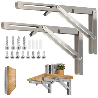 Immagine prodotto di Mensola pieghevole - Acciaio inossidabile - 300 mm - Portata 150 kg - Staffa per scaffale a muro