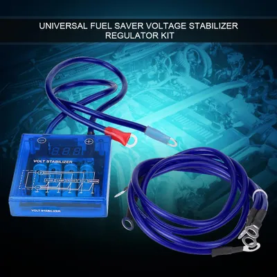 Zdjęcie produktu dla Uniwersalny zestaw stabilizatora napięcia i regulatora oszczędzającego paliwo z 3 przewodami uziemiającymi, kolor niebieski