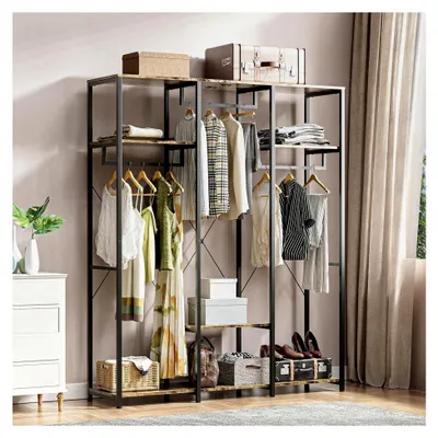 Produktbild von Offenes Kleiderschrank-System aus Spanplatte und Metall für das Schlafzimmer, freistehender Kleiderständer, 40x150x182cm