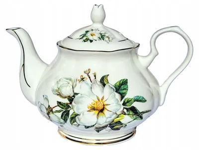 Productafbeelding van Porseleinen theepot gouden versieringen witte roos elegante koffieservies