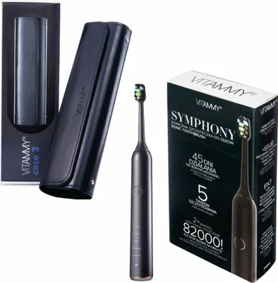 Image de Brosse à dents sonique VITAMMY SYMPHONY avec étui élégant, noir + étui noir