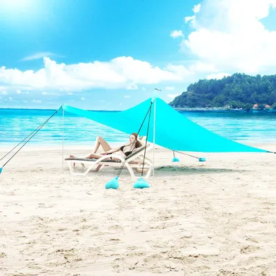Obrázek produktu pro Sluneční plážový stan 300x300 cm přenosný ABXMAS UV s taškami
