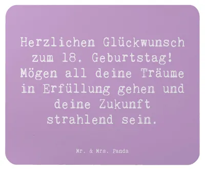 Produktbild von Mr. & Mrs. Panda Mouse Pad Spruch 18. Geburtstag Glückwunsch - Lavendeltraum - Geschenk, Alter, liebevolle Geschenke, Mauspad, Geburtstagskind, Freiheitsgefühl, Mousepad