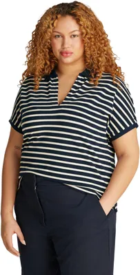Imagen del producto de Camiseta polo de manga corta para mujer Tommy Hilfiger, confeccionada en lyocell, corte relajado, multicolor (tono oscuro)