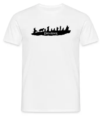 Produktbild von Spreadshirt Der Herr Der Ringe Logo, Gandalf Und Die Gefährten Männer T-Shirt, L, Weiß