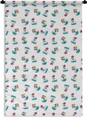 Produktbild von MuchoWow® Wandteppich Wandbehang Blumen - Muster - Frühling 120x180 cm Tapisserie Dekoration Wandtuch - Schlafzimmer - Dekorationen für das Haus