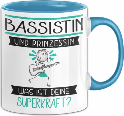 Produktbild von Bassistin Und Prinzessin Tasse Geschenk Für Eine Bassistin Geburtstag Was Ist Deine Superkraft (Blau)