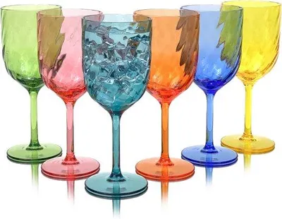 Produktbild von Einbruchsicheres Set aus 6 Acryl-Weingläsern – Spülmaschinenfest, BPA-frei, farbige Kunststoffgläser für Partys, Grillabende und Strandtage