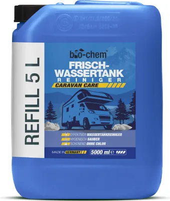 Produktbild von bio-chem Frischwassertank Reiniger 5 Liter - Hochwirksamer Tankreiniger für Wohnmobil & Caravan - Löst Kalkablagerungen aus Wassertank & Wasserleitungen mit natürlicher Zitronensäure - CHLORFREI