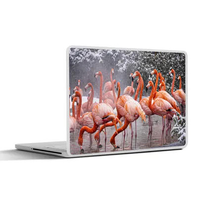 Produktbild von MuchoWow® Laptop Aufkleber Sticker Cover Flamingo - Schnee - Wasser 25x18 cm - Laptop-Deko