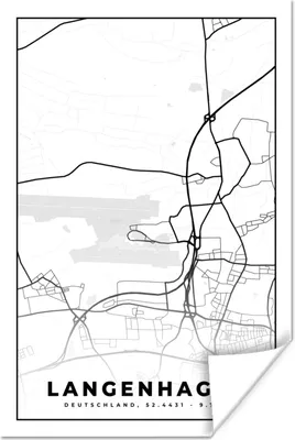 Produktbild von MuchoWow® Poster Karte - Stadtplan - Langenhagen - Karte 20x30 cm - Papierdruck