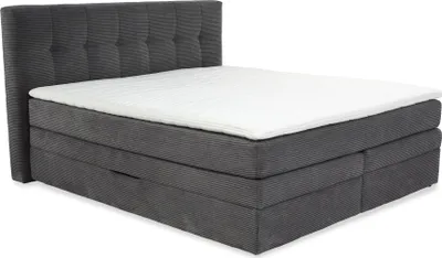 Produktbild von Boxspringbett 180x200 cm H3 Federkernmatratzen Bonell Topper Cord Dunkelgrau / 20038