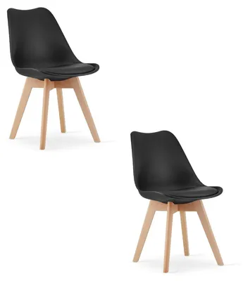 Imagen del producto de Set de 2 sillas Mark negras con patas de haya