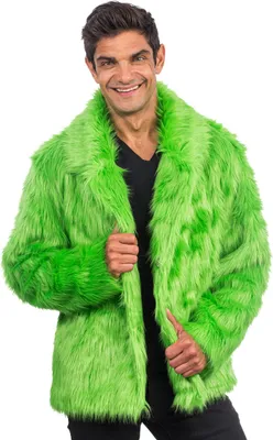 Productafbeelding van Kunstbontjas, neon groen, voor volwassenen - maat XL (190 cm)