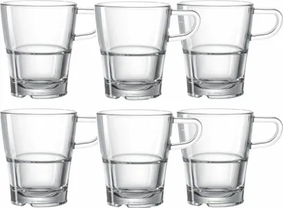 Immagine prodotto di Leonardo Senso Henkeltasse 6er Set, Kaffeetasse, Kaffee Becher, Kaffeebecher, Glas, 170 ml, 14649