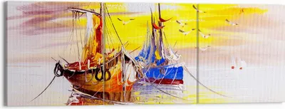 Produktbild von Bild auf Leinwand - Leinwandbild - Boote Sonne Meer Reisen - 150x50cm - Wand Bild - Wanddeko - Leinwanddruck - Bilder - Kunstdruck - Wanddekoration - Leinwand bilder - Wandkunst - CA150x50-2882