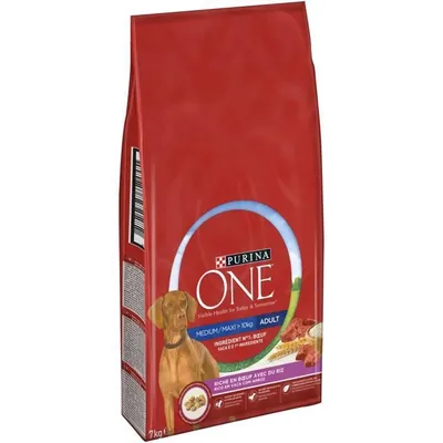 Productafbeelding van PURINA ONE Medium/Maxi, droogvoer met rundvlees en rijst > 10 kg - Geschikt voor middelgrote en grote volwassen honden - 7 kg