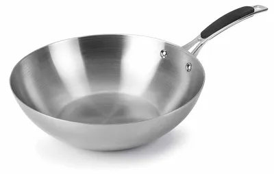 Wok 28 cm Edelstahl Antihaftbeschichtung Silikongriff Elektroherd