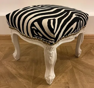 Image de Casa Padrino Tabouret baroque avec design zèbre noir / blanc - Tabouret style baroque - Meubles baroques