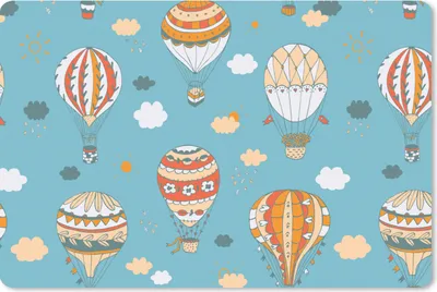 Produktbild von MuchoWow® Schreibtischunterlage Retro - Luftballon - Pastell - Kinder - Design 60x40 cm - XXL Mauspad - Großes Mauspad