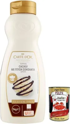 Produktbild von Carte d’Or Topping Cioccolato ,Süße Sauce mit Schokoladengeschmack zur Dekoration von Kuchen und Eiscreme 1Kg + Italian Gourmet Polpa di Pomodoro 400g Dose