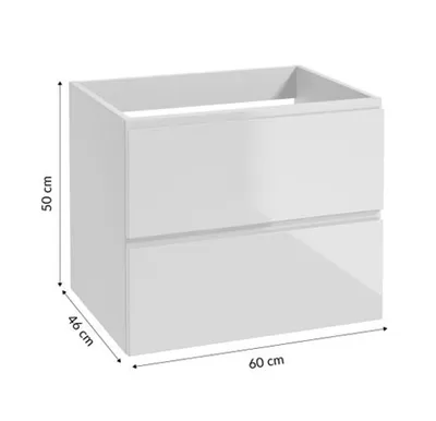 Image de DomoDomo Armoire suspendue de salle de bains 60x50 cm Blanc avec plan de toilette - Salle de bains Modus, moderne, avec tiroirs, pour vasque