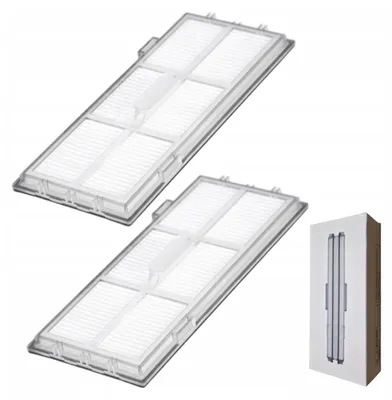 Two vacuum cleaner filters and a small box.