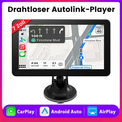 Produktbild von Awesafe 7Zoll carplay Navigationsgerät Black GPS Bluetooth android auto goole waze navi Länderkarte hands-free AUX audio