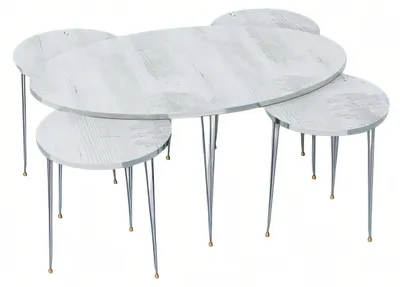Immagine prodotto di Elegante tavolo in legno bianco con tavolini dal design moderno
