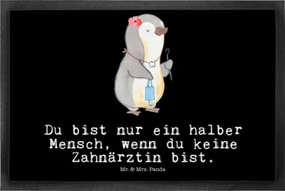 Produktbild von Mr. & Mrs. Panda Bodenvorleger Zahnärztin Herz 50 x 75 cm - Schwarz - Geschenk, Schmutzfangmatte, Fußabstreifer, Schmutzmatte, Eingangsmatte, fußmatte