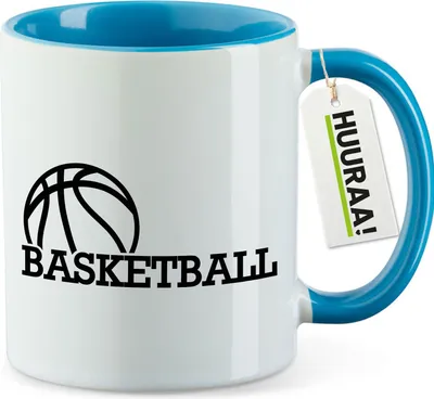Produktbild von Huuraa Kaffeetasse Basketball Ball 330ml Blau Keramik Kaffeebecher Geschenkidee
