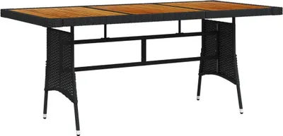 Produktbild von Gartentisch Schwarz 160x70x72cm Poly Rattan & Massivholz Akazie