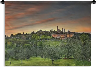 Produktbild von MuchoWow® Wandteppich Wandbehang Die europäische Stadt San Gimignano in Italien 150x112 cm Tapisserie Dekoration Wandtuch - Wanddecke - Wandteppiche