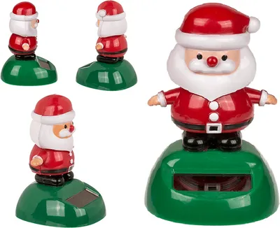 Produktbild von Solar Weihnachtsmann, Wackelfigur Solarfigur, Wackelkopffigur Feiertag Geschenk