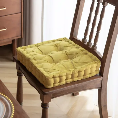 Produktbild von Topchances Sitzkissen Stuhlkissen 40x40x9cm für Indoor und Outdoor aus 100% Baumwolle dicke Polsterung Steppkissen/Bodenkissen,Gelb