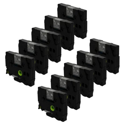 Produktbild von DULA Etikettenband - Kompatibel mit Brother P-Touch Tze-125 - 10 Stück - Weiß auf transparent - 9mm x 8m